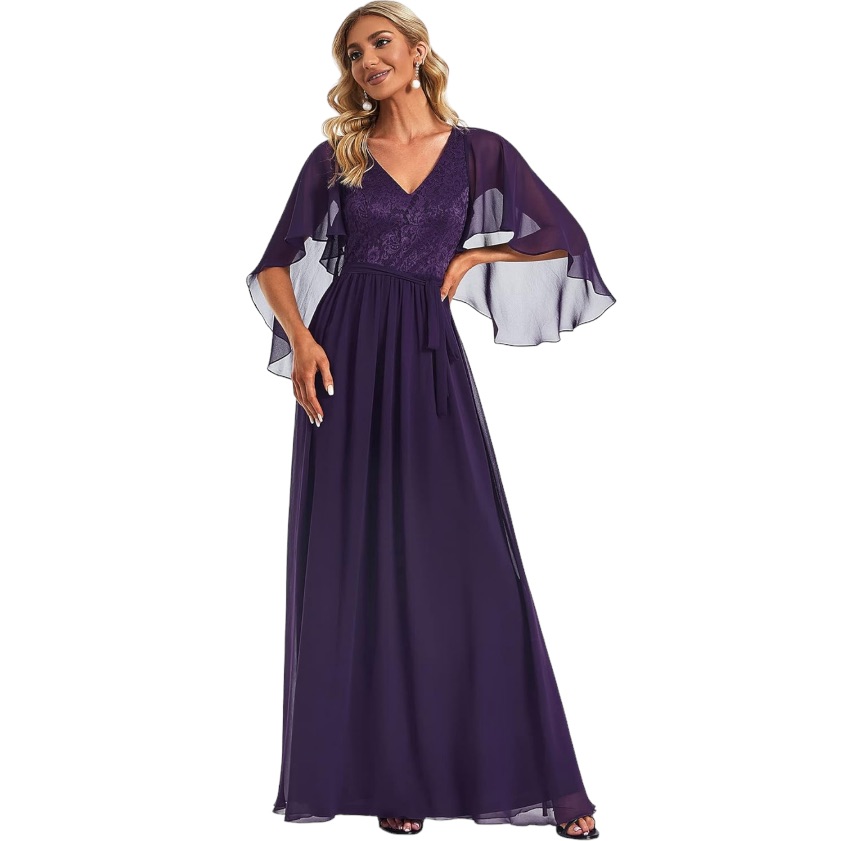 Ever-Pretty A-Line V-Neck Chiffon Evening Dress